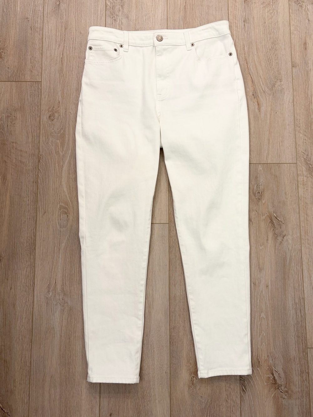 LRL White Denim High-Rise Ankle Jeans 32W 27.5 Inseam